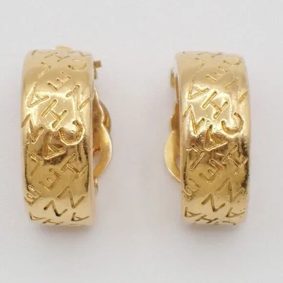 CHANEL CC Logo Earrings Clip-On GHW France 83RF992 - Picture 10 of 14